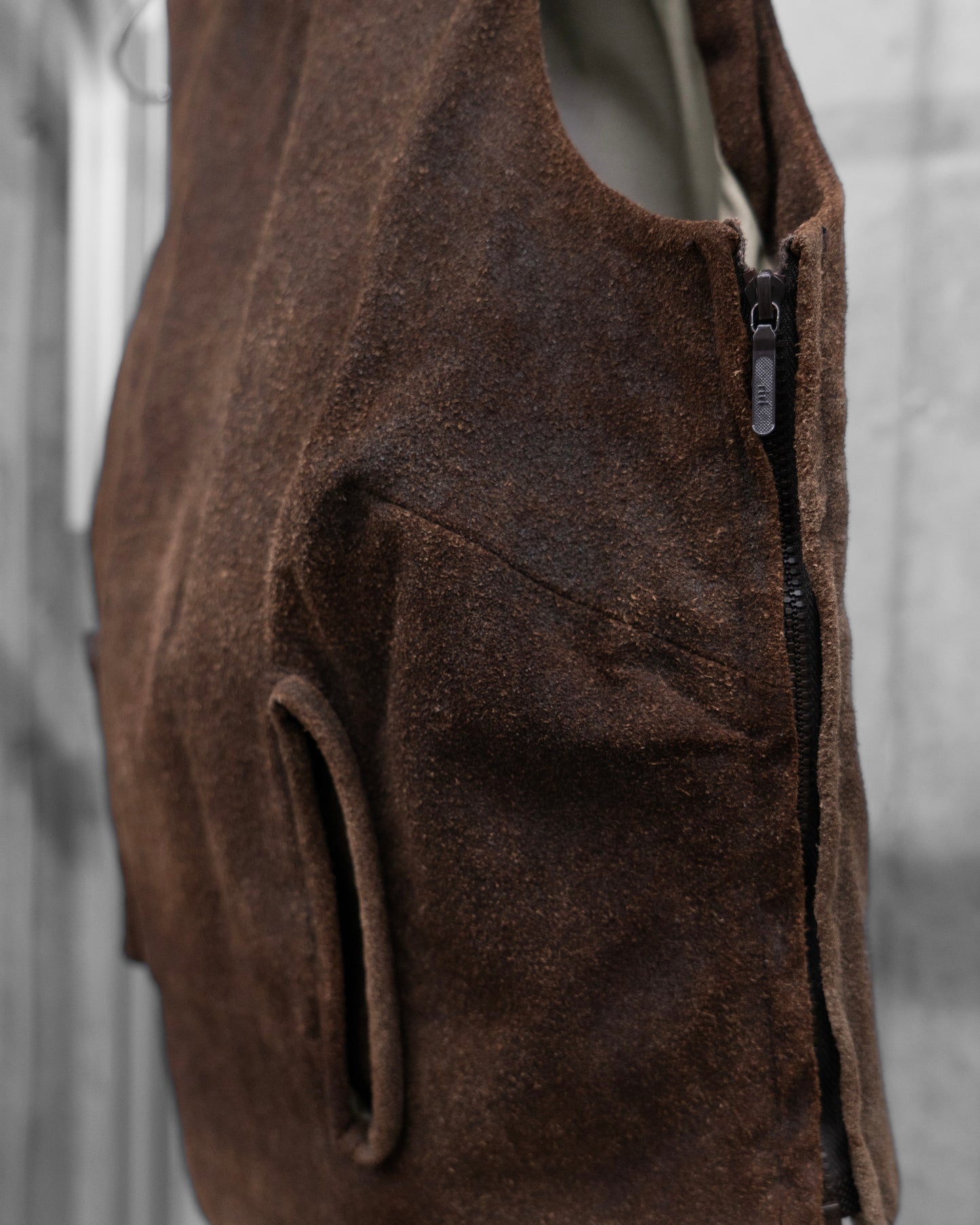 1990s Technical puffer leather vest