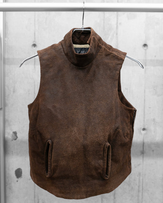 1990s Technical puffer leather vest