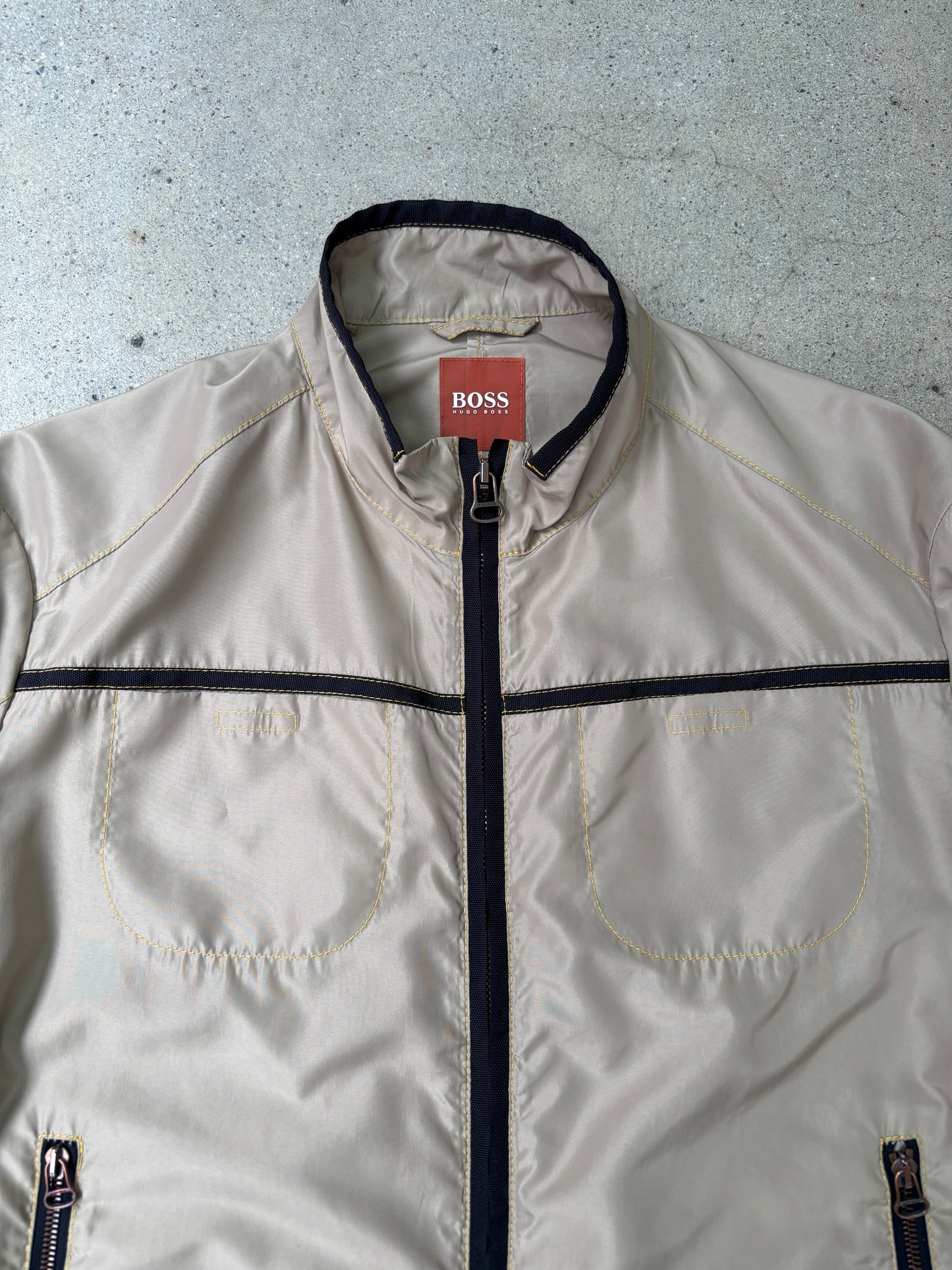 e2000s colour stitched jacket with mesh panels