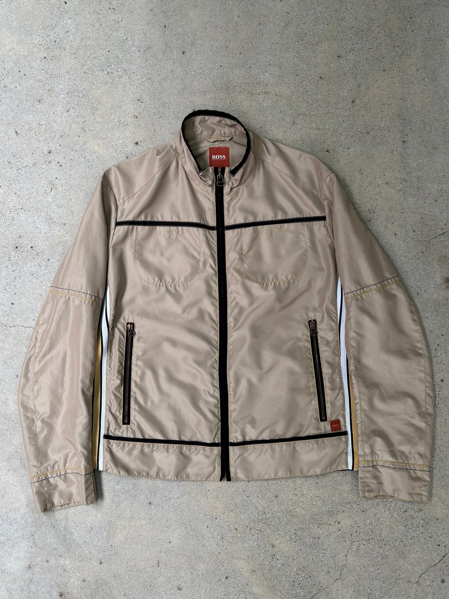 e2000s colour stitched jacket with mesh panels