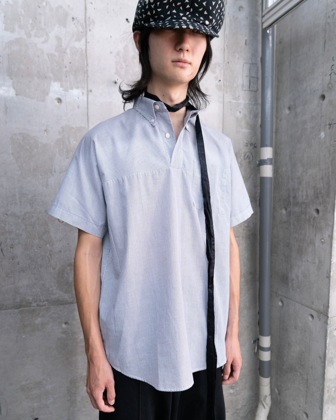 michael keller stripe half sleeve shirts
