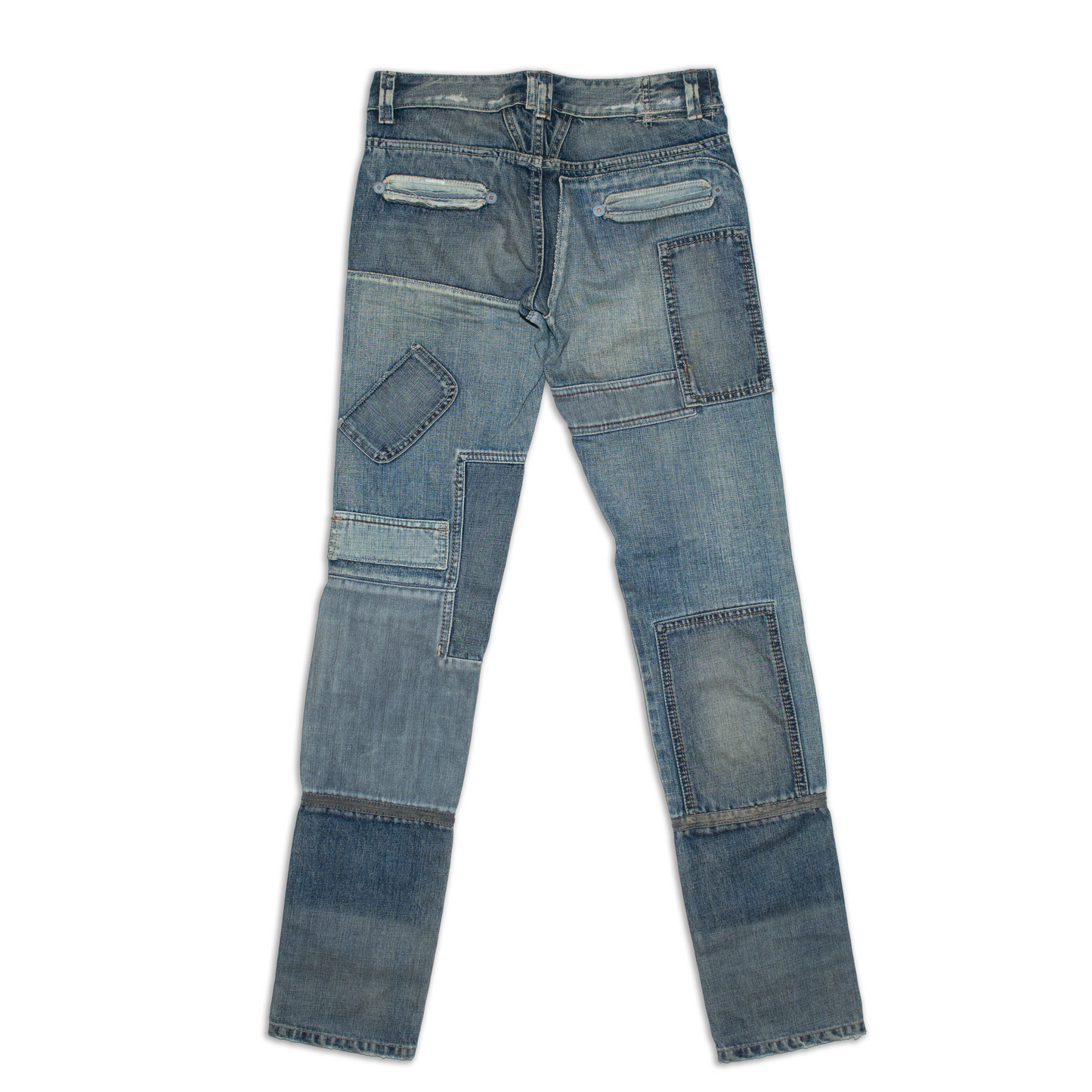 Crazy patch-worked denim pants