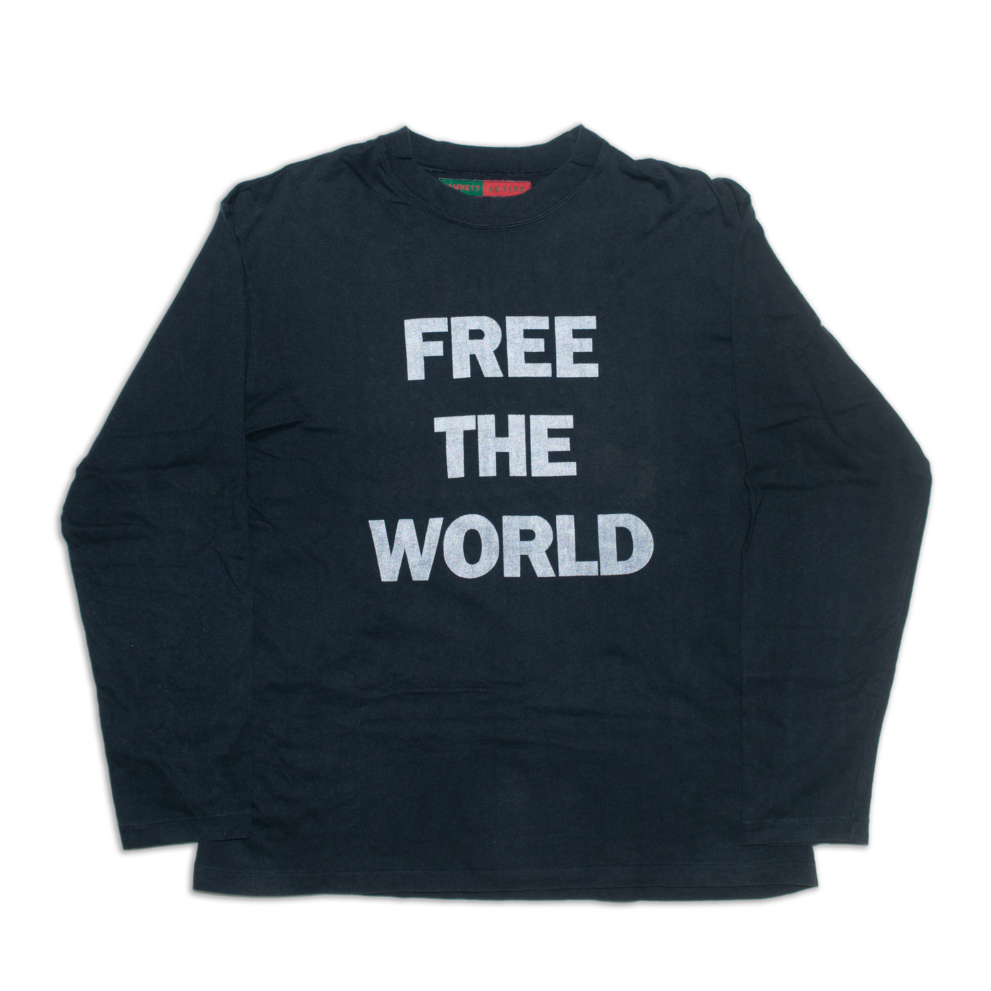 "FREE THE WORLD" Slogan long-sleeved tee