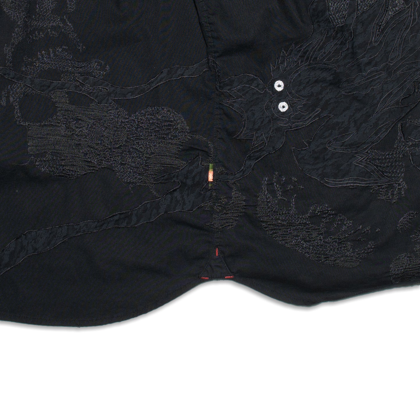 Dragon embroidery fly-front shirt