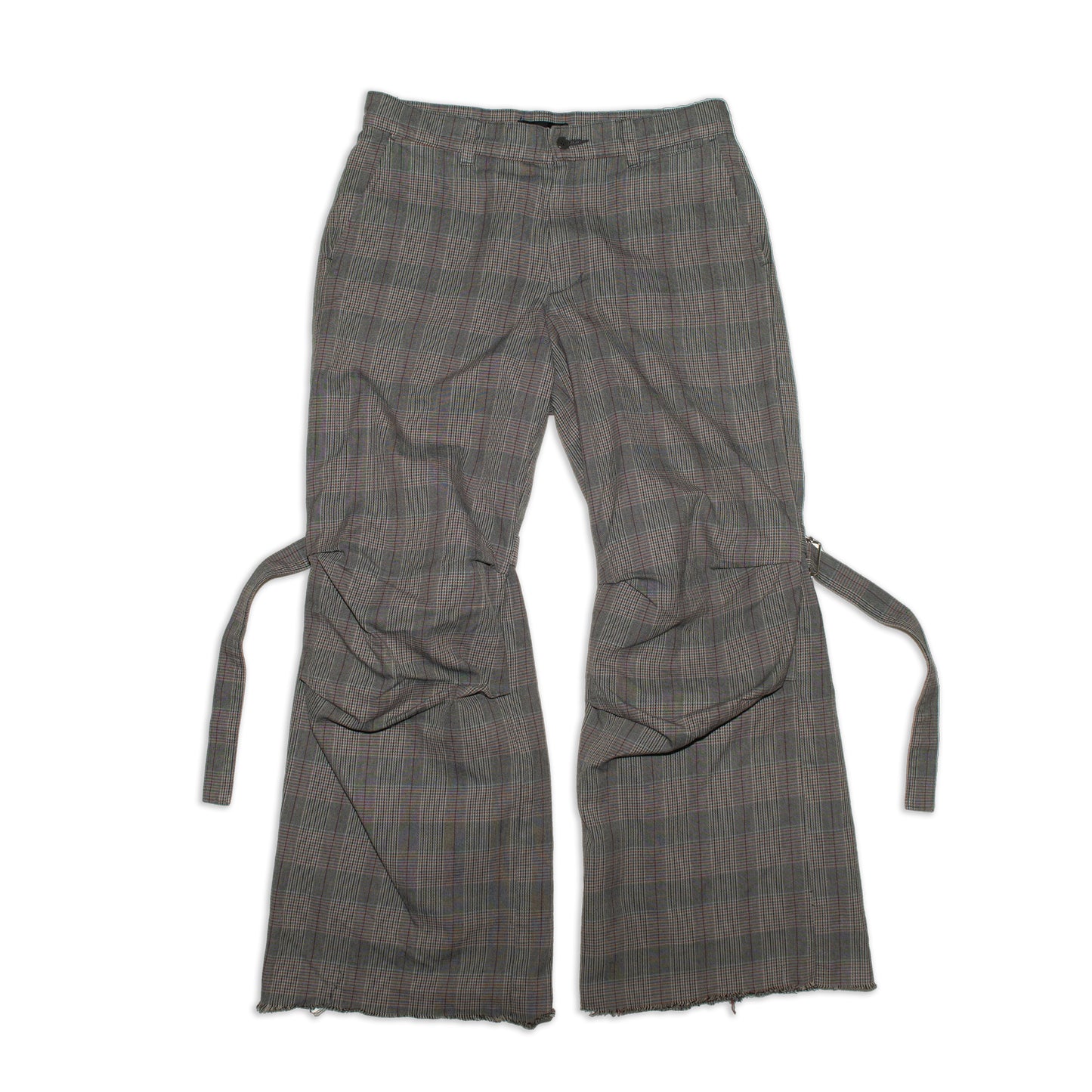 2003A/W Tartan plaid bondage cut-off flare pants