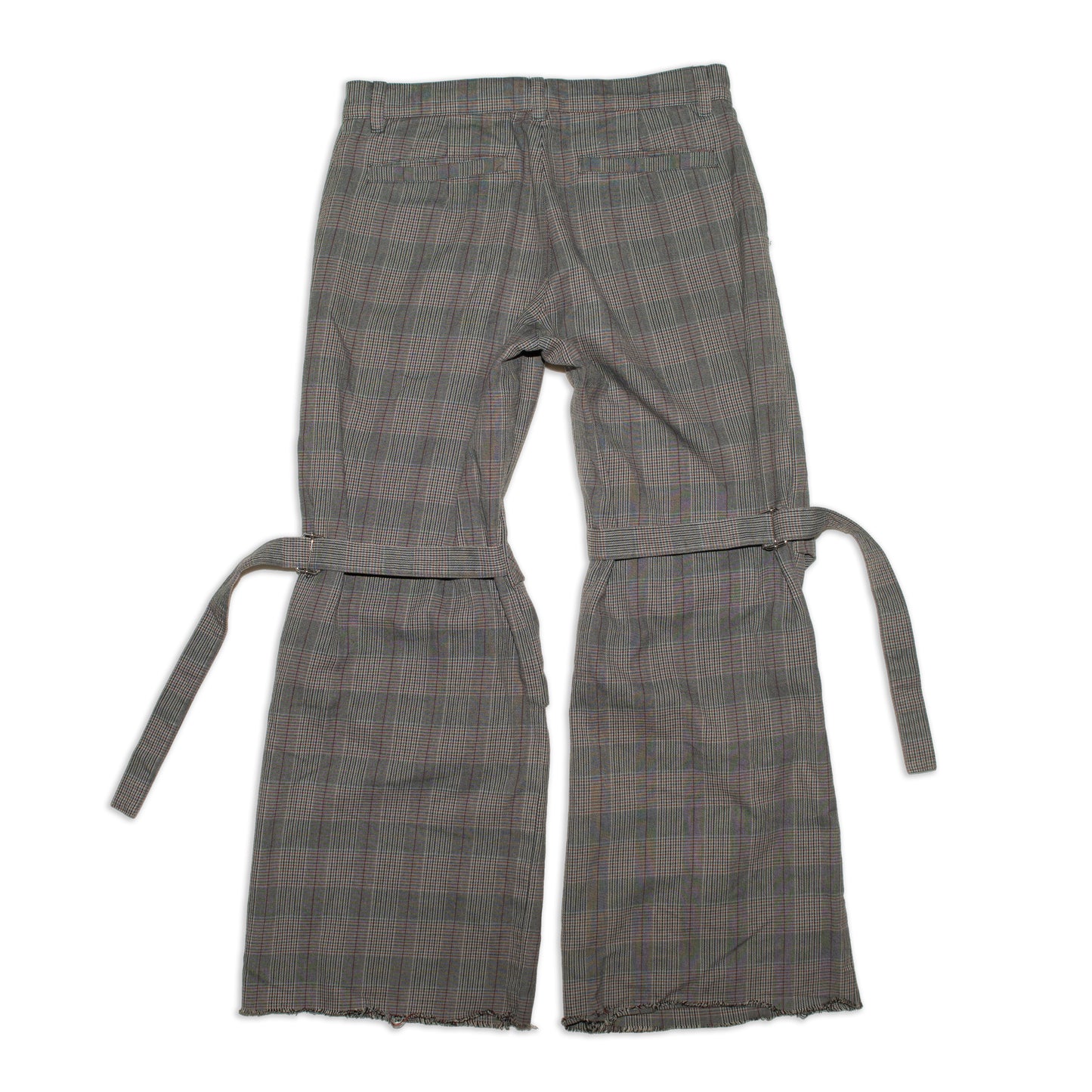 2003A/W Tartan plaid bondage cut-off flare pants