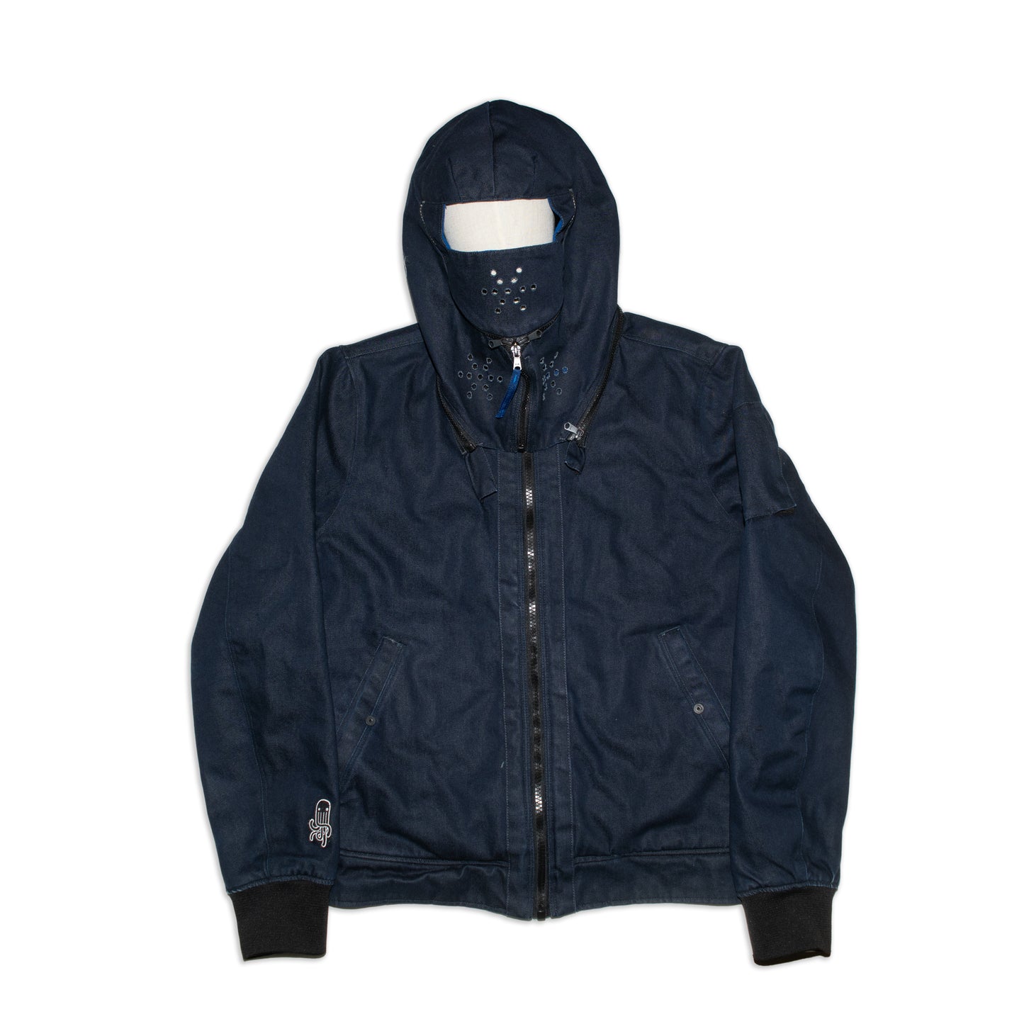 ”RAW for the Oceans”Recycled-denim bomber jacket with Detachable-Balaclava