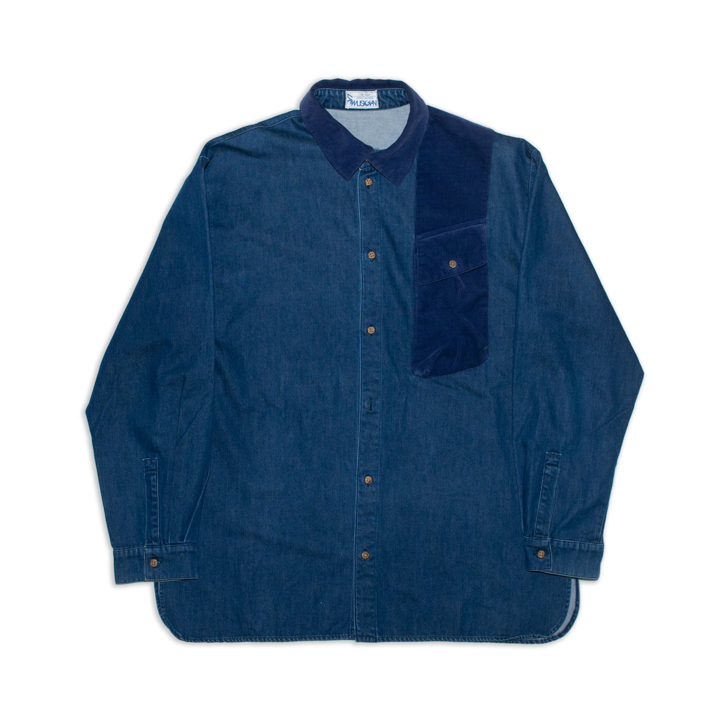 1996s(SS?) Corduroy patch side-slit denim shirt