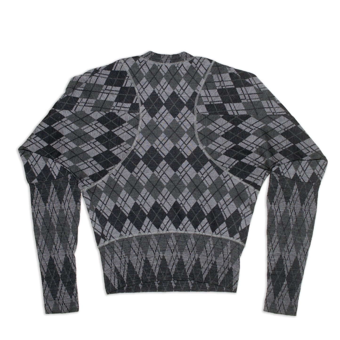 1990s Crazy pattern V-neck argyle design knit