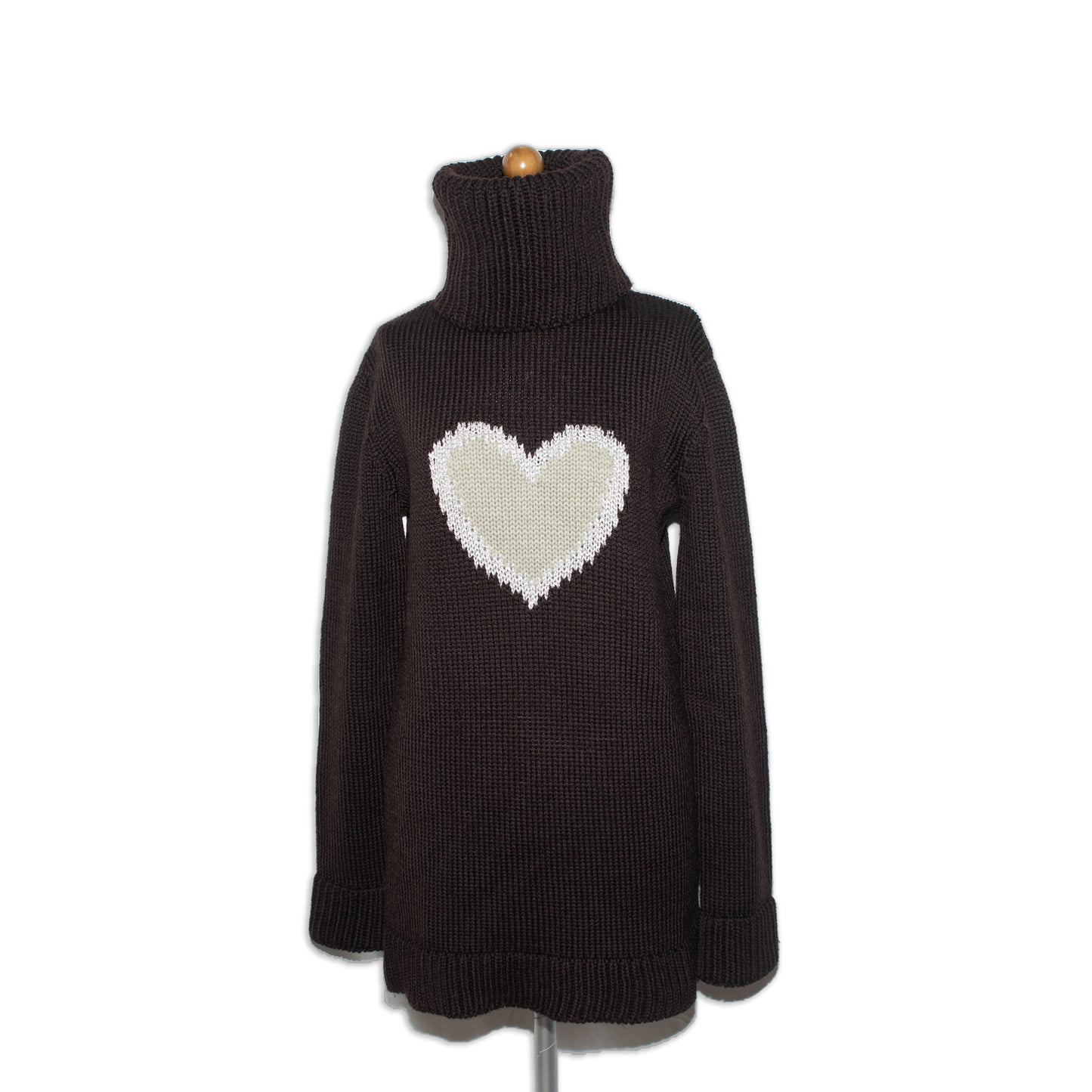 1990s "Heart"design high-neck knit by Miss Deanna