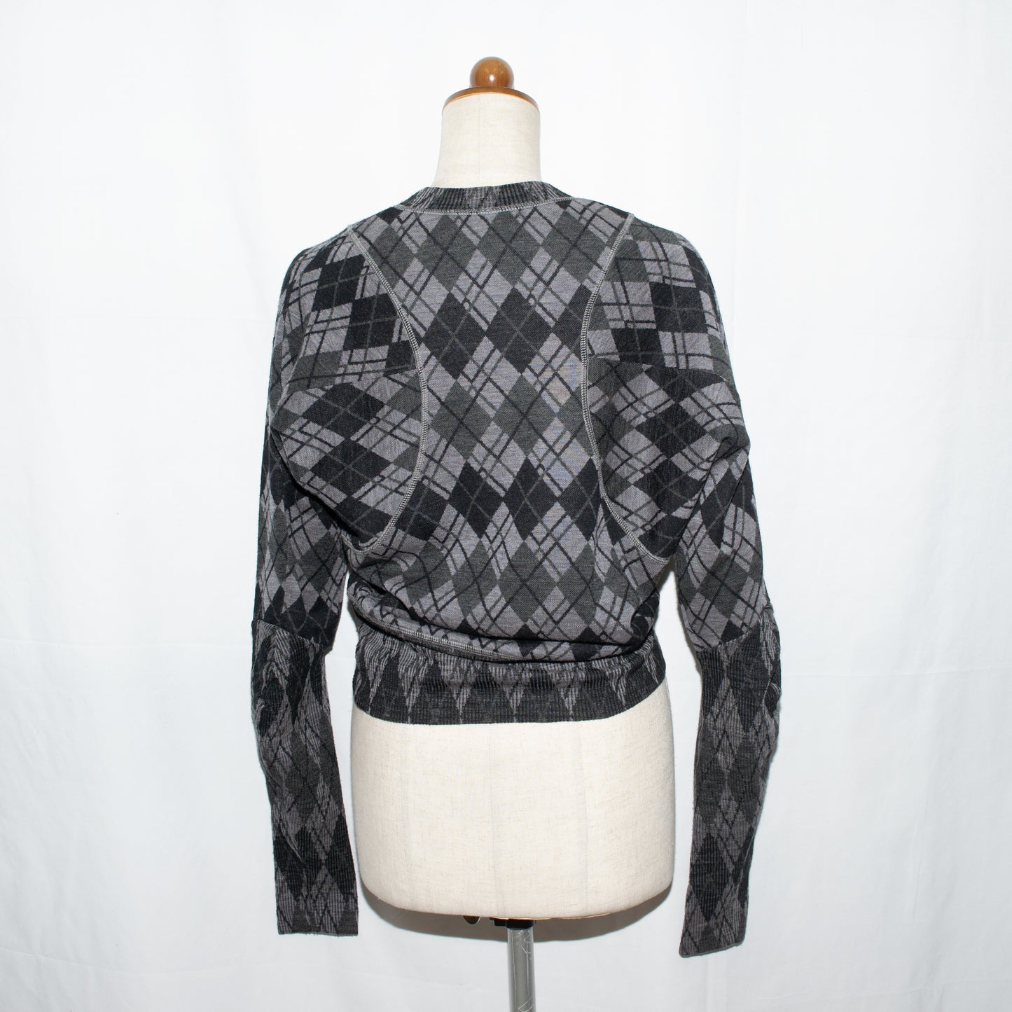 1990s Crazy pattern V-neck argyle design knit