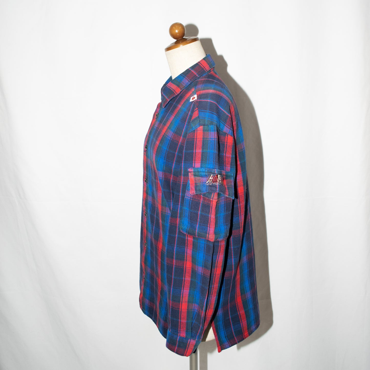 1995s"Debut" shoulder pockets flannel shirt with side slits