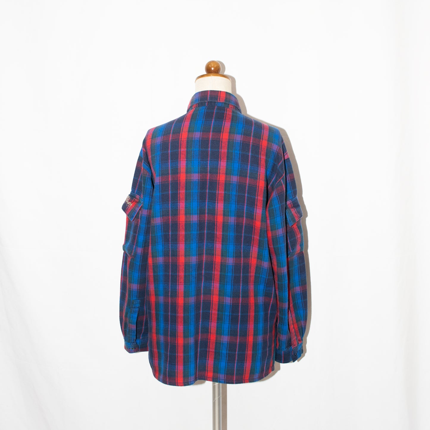 1995s"Debut" shoulder pockets flannel shirt with side slits