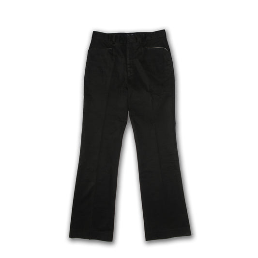 1990s Urethane coated cotton trousers with round cut pockets