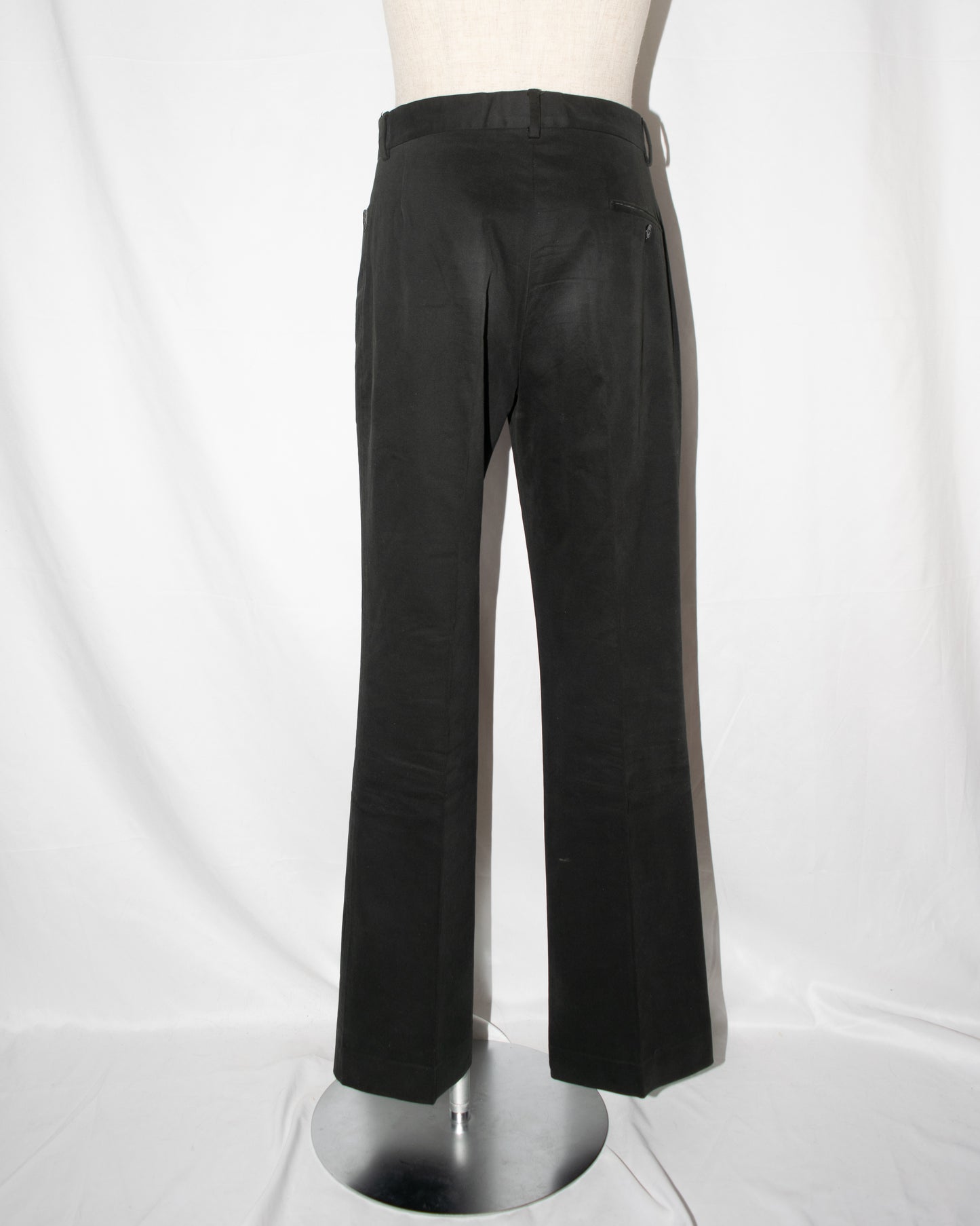 1990s Urethane coated cotton trousers with round cut pockets