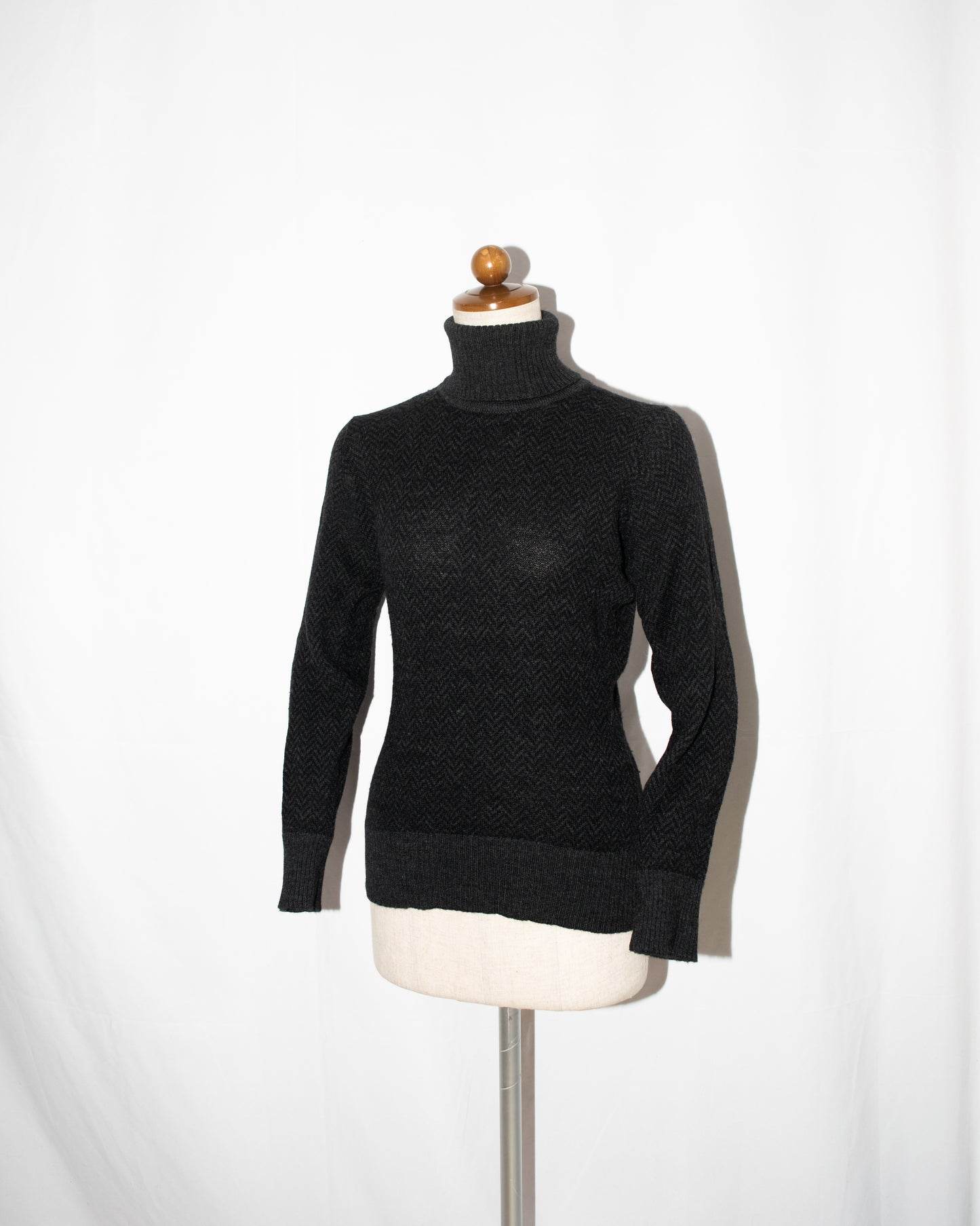 1990s Herringbone wool high-neck knit