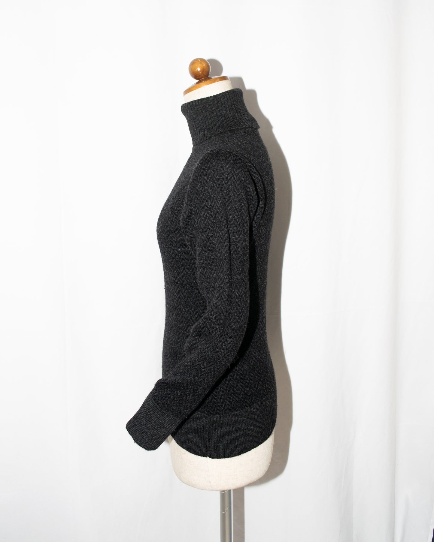 1990s Herringbone wool high-neck knit