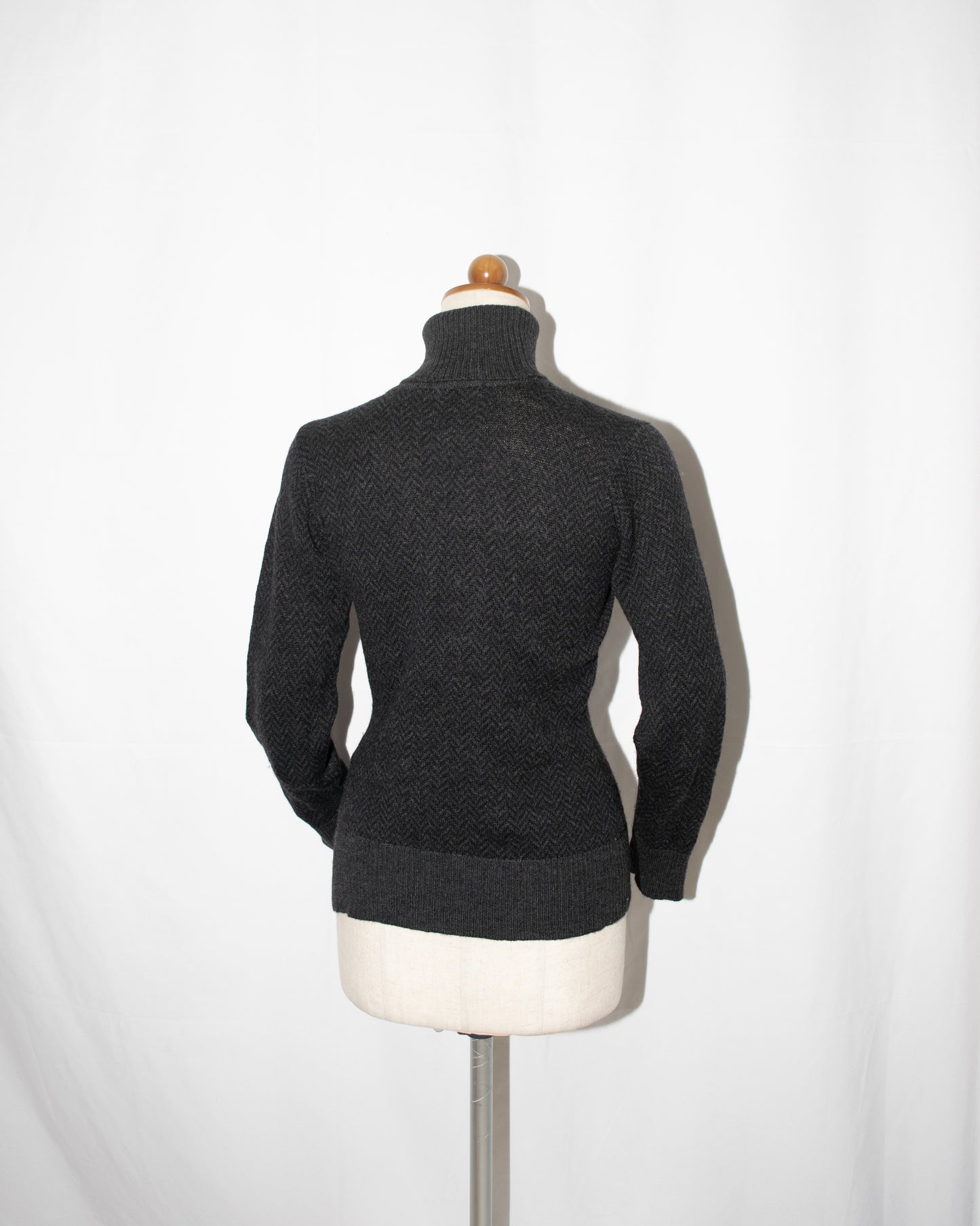 1990s Herringbone wool high-neck knit