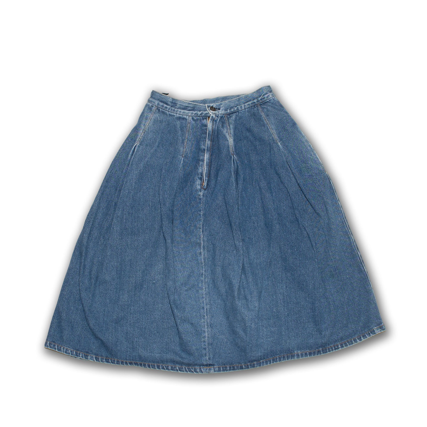 1980s Denim inverted pleats skirt