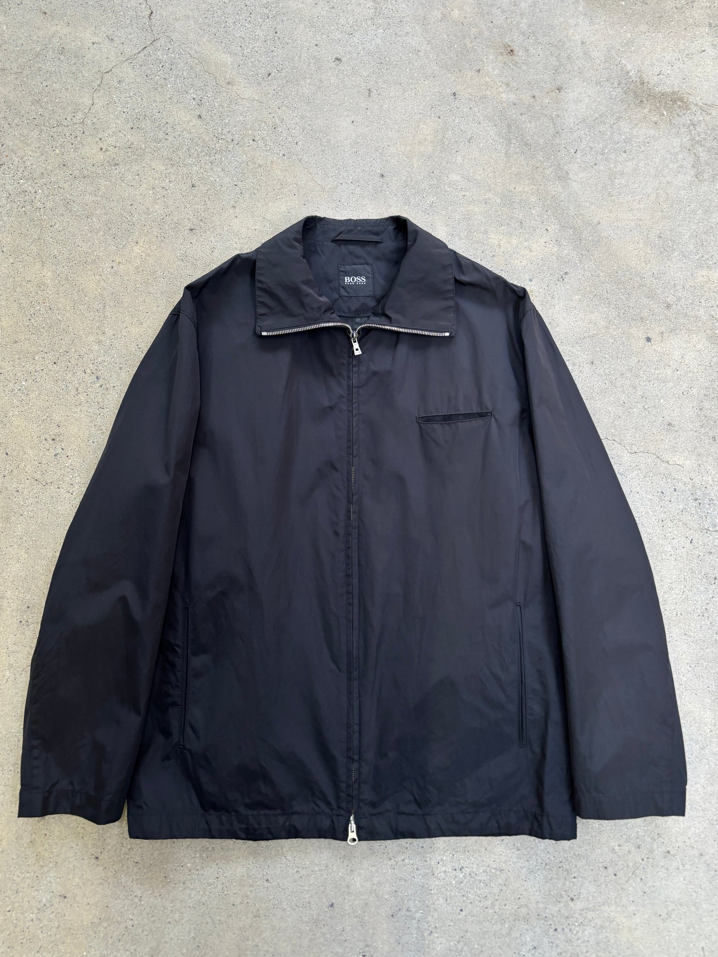Double zip-up lightweight nylon jacket