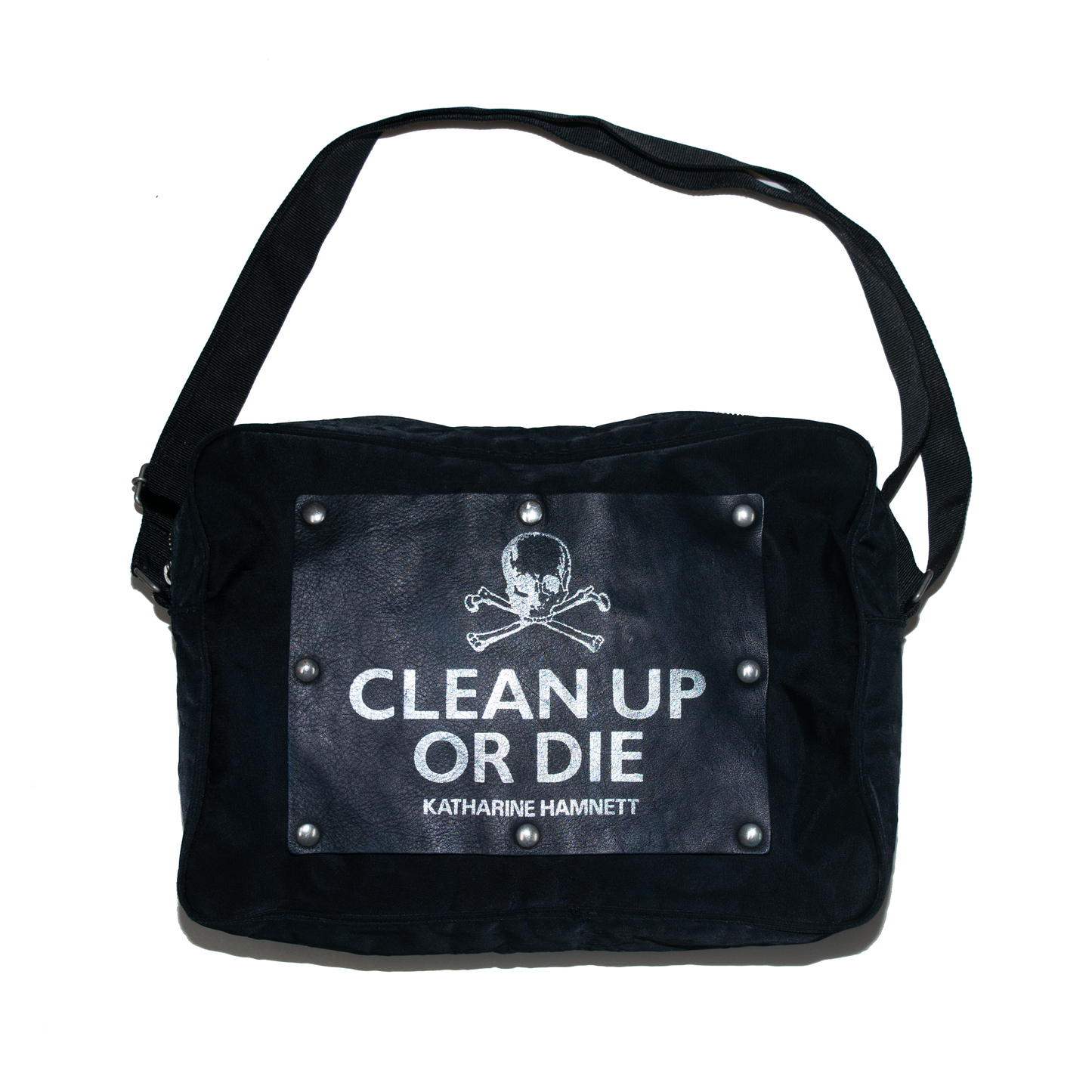 1989a/w"CLEAN UP OR DIE" Slogan shoulder bag