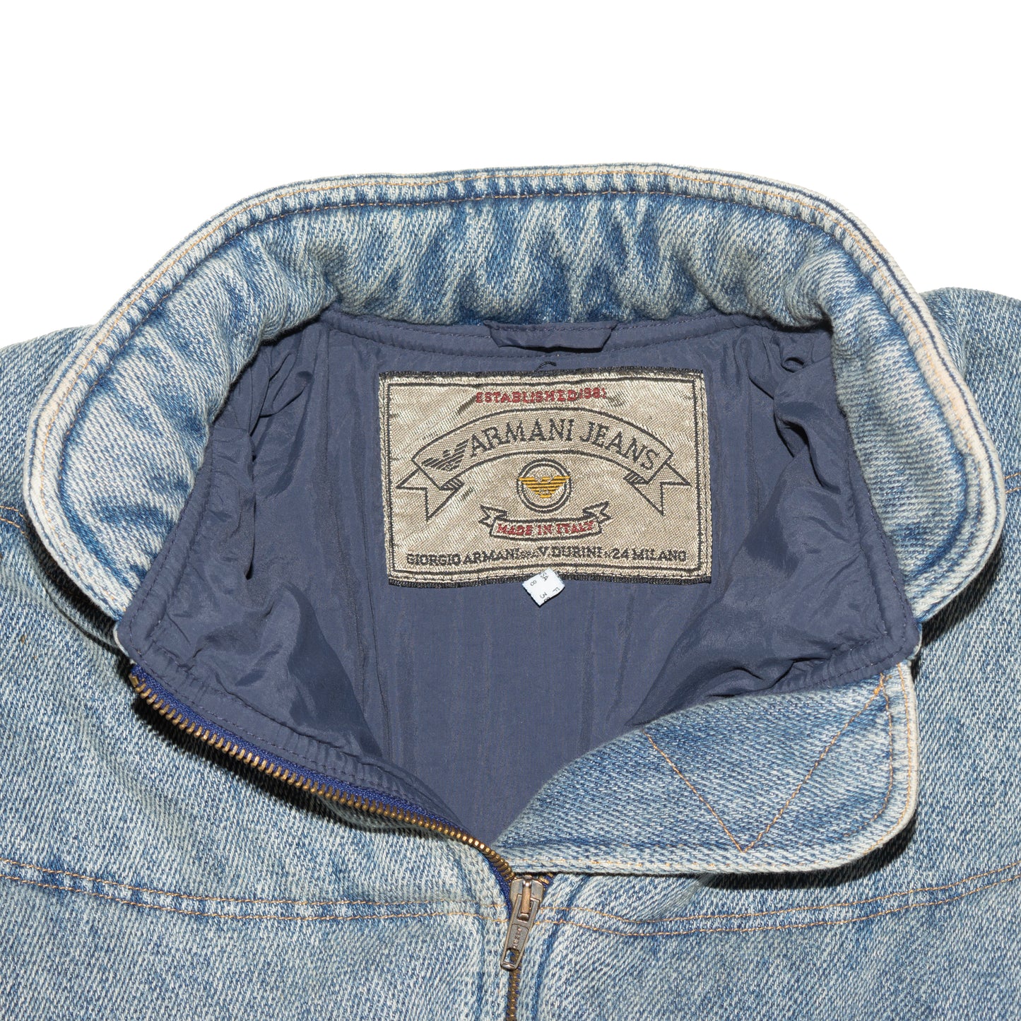 Late80-early90s Denim puff bomber jacket